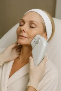 Woman receiving HIFU non surgical facelift treatment Shirley